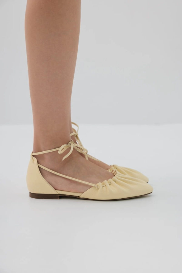 Balerinki Marbella skórzane, masełkowe