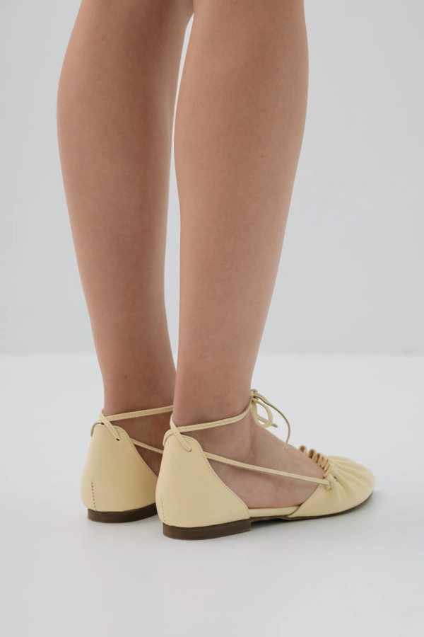 Balerinki Marbella skórzane, masełkowe
