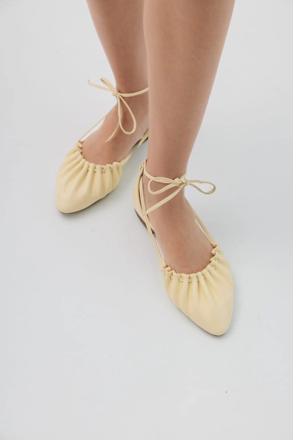 Balerinki Marbella skórzane, masełkowe