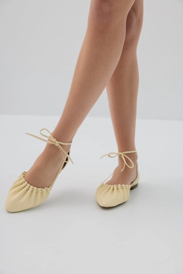 Balerinki Marbella skórzane, masełkowe