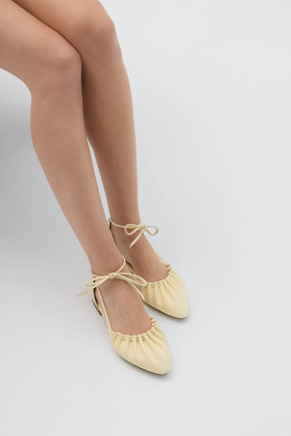 Balerinki Marbella skórzane, masełkowe