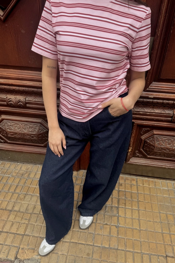 T-shirt Milo bawełniany, różowo czerwony w paski