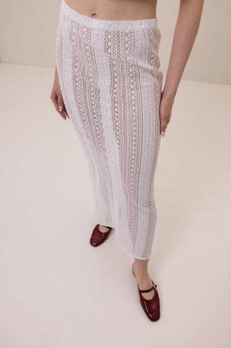 Spódnica Skye bawełniana, kremowa