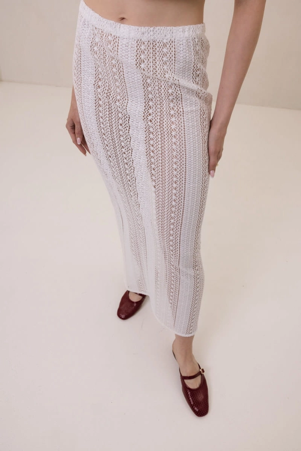 Spódnica Skye bawełniana, kremowa