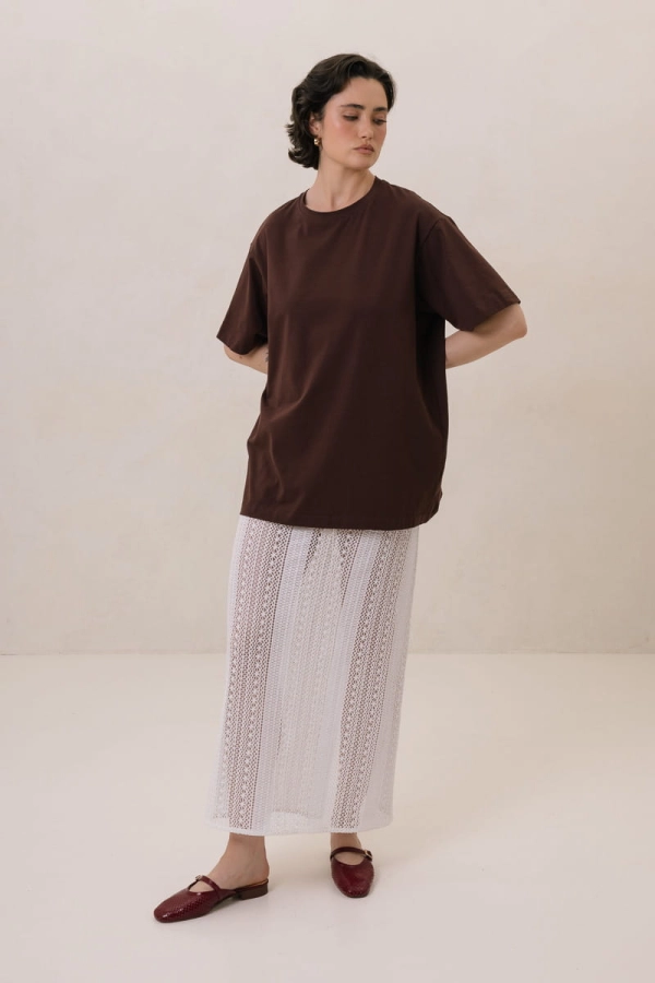 Spódnica Skye bawełniana, kremowa