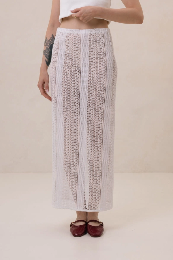 Spódnica Skye bawełniana, kremowa