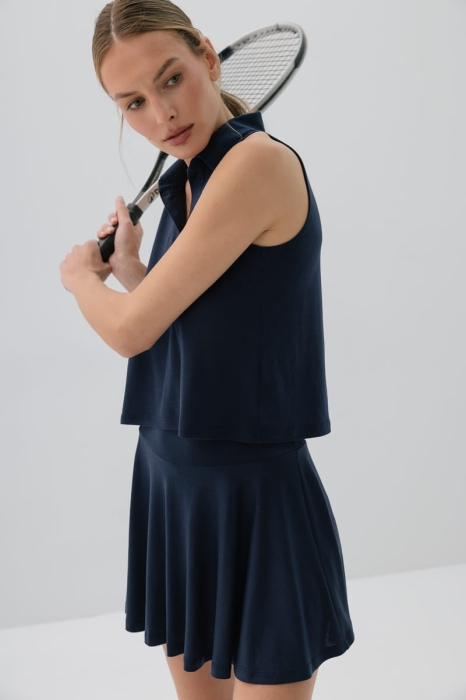 Top polo Tennis wełniany, granatowy