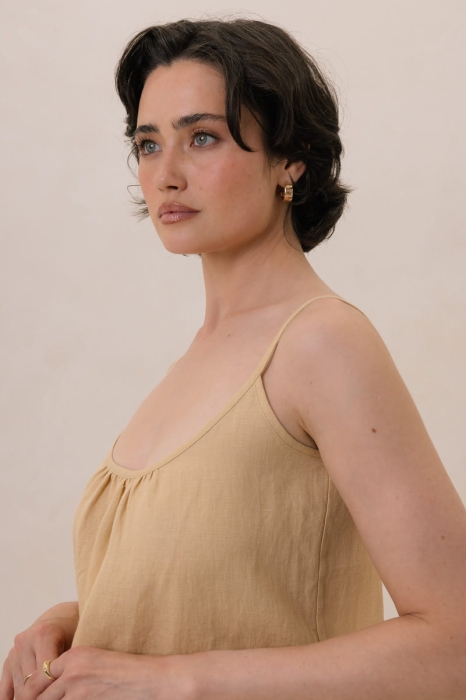 Sukienka lniana Dora, żółta