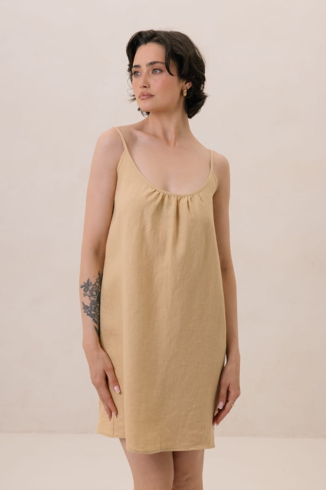 Sukienka lniana Dora, żółta