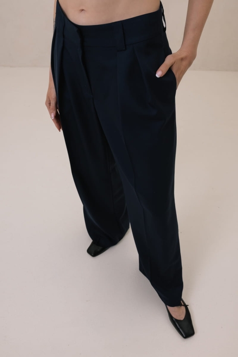 Spodnie Amandy, wełniane, granatowe