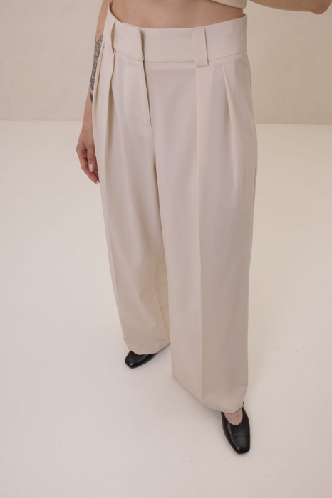 Spodnie Amandy Light, wełniane, kremowe