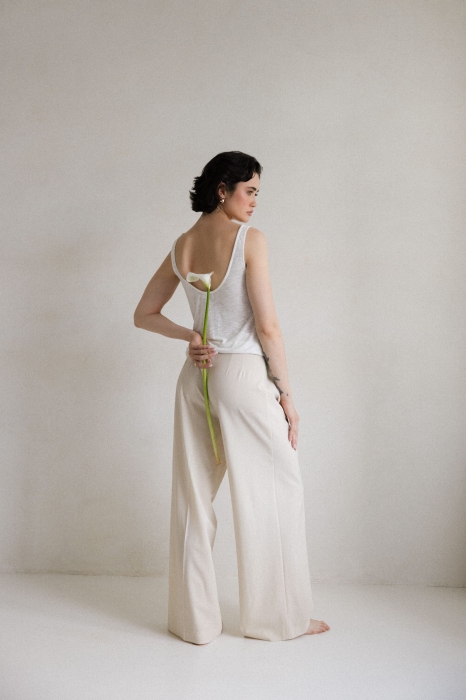 Spodnie Amandy Light, wełniane, kremowe