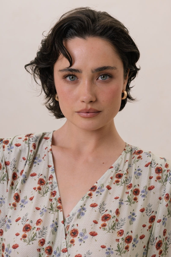 Sukienka kopertowa z wiskozy Poppy, zielone kwiaty