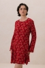 Sukienka Camellia, wiskozowa, czerwona w kwiaty