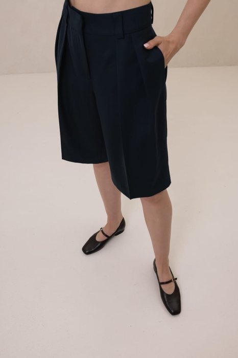 Bermudy wełniane Lagos, granatowe