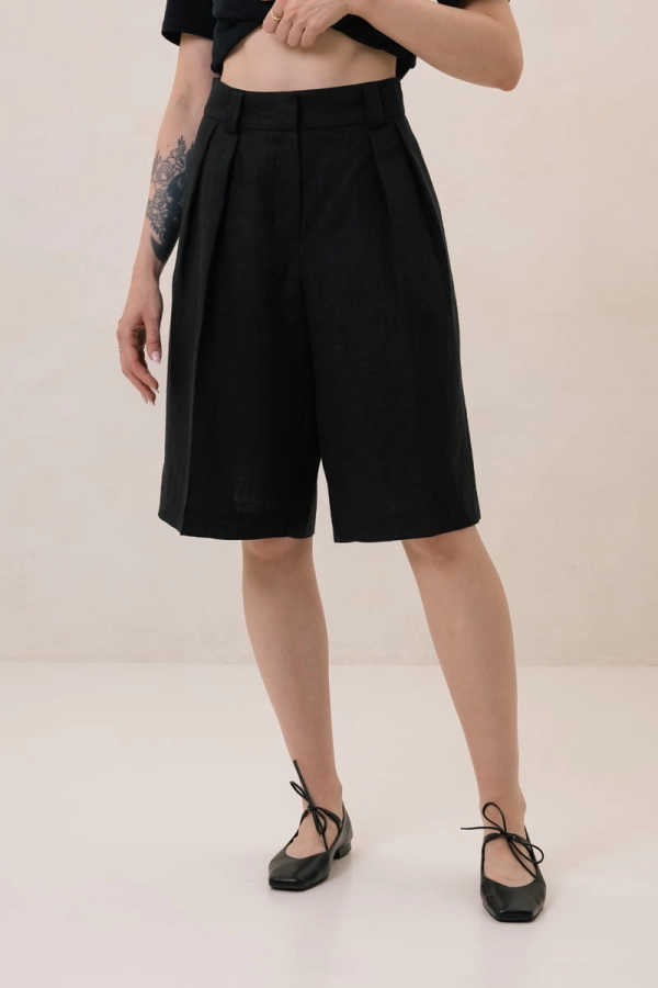 Bermudy lniane Lagos, czarne