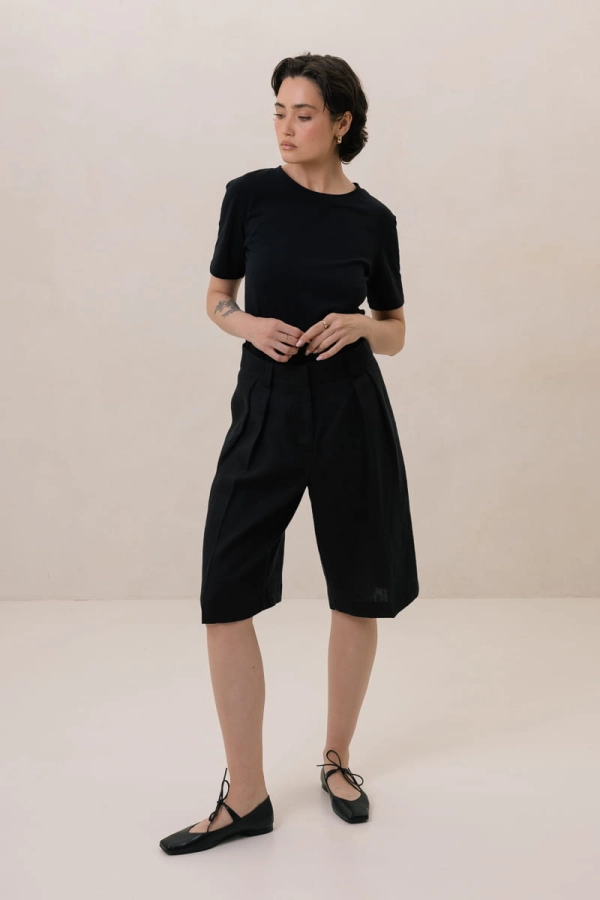 Bermudy lniane Lagos, czarne