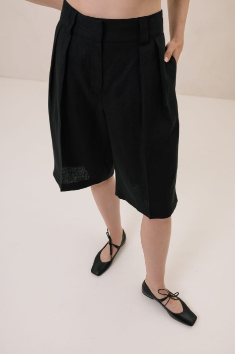 Bermudy lniane Lagos, czarne