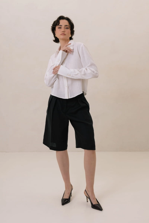 Bermudy lniane Lagos, czarne