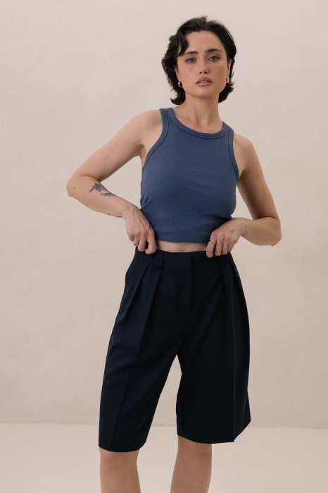 Bermudy wełniane Lagos, granatowe