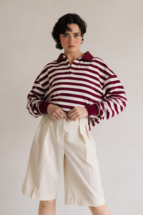 Bermudy wełniane Lagos Light, kremowe