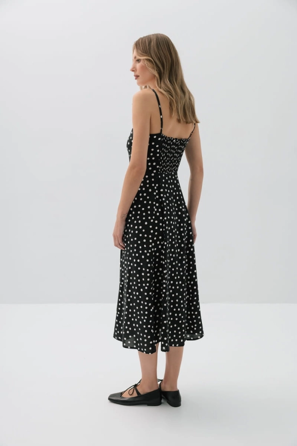 Sukienka wiskozowa Zoe, czarno-biała w kropki