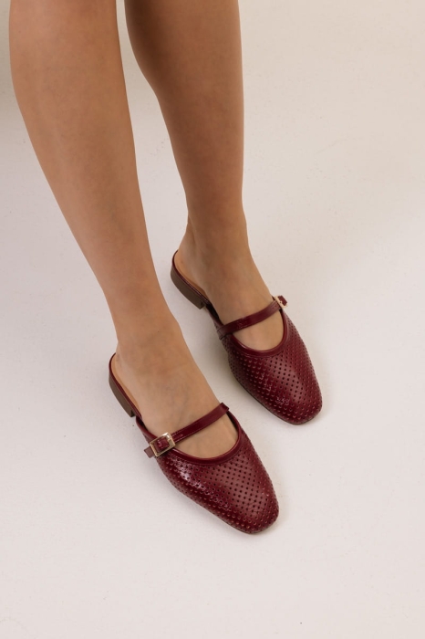 Klapki Sevilla ze skóry lakierowanej , bordowe