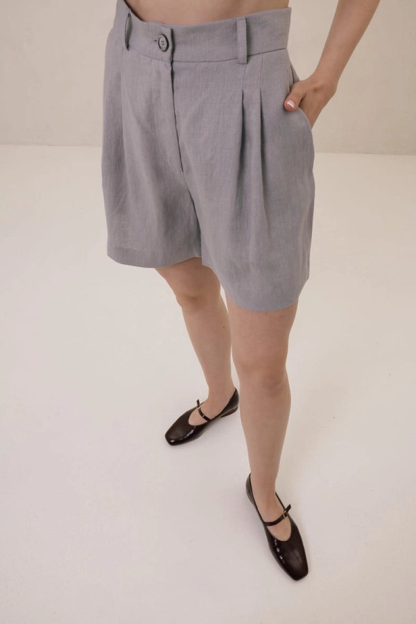 Szorty Even lniane, szare