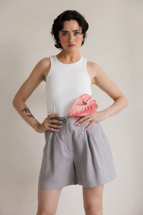 Szorty Even lniane, szare