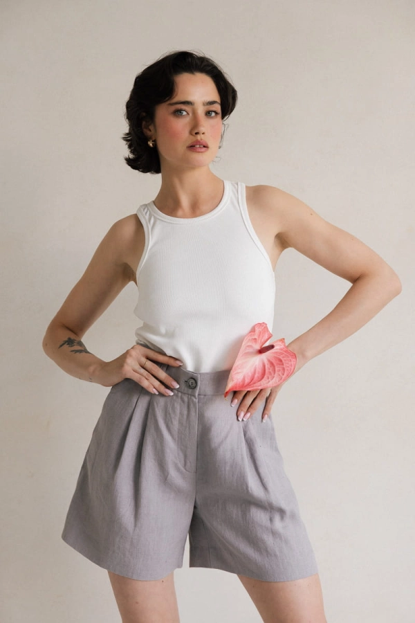 Szorty Even lniane, szare