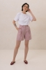 Szorty Even lniane, różowe