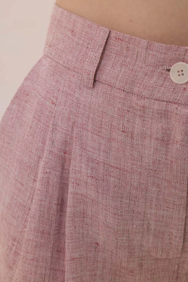 Szorty Even lniane, różowe