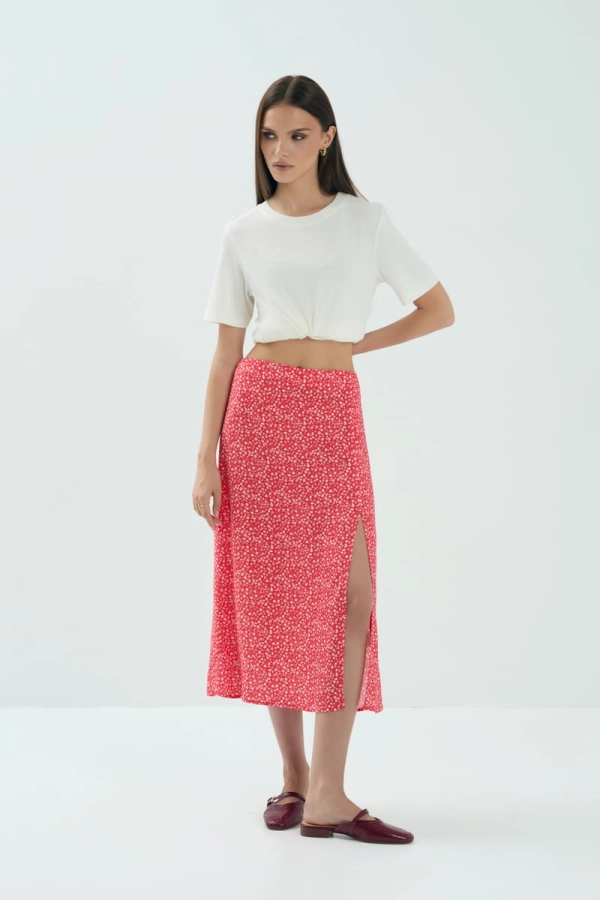 Spódnica Leonie wiskozowa, print w kwiaty