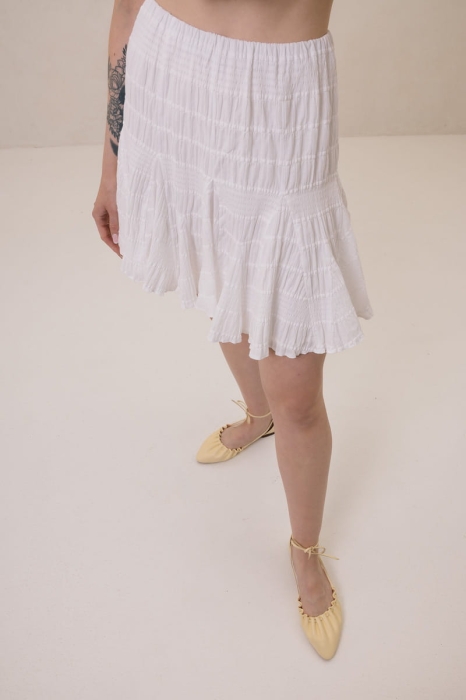 Spódnica z godetami Visteria bawełniana, kremowa