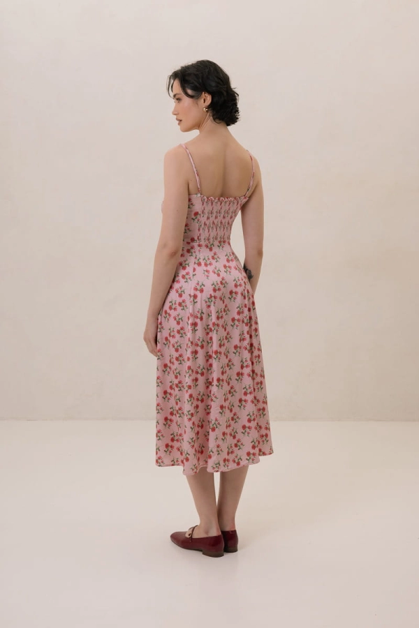 Sukienka Zoe wiskozowa, różowa w kwiaty