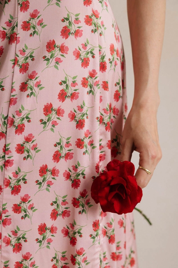 Sukienka Zoe wiskozowa, różowa w kwiaty