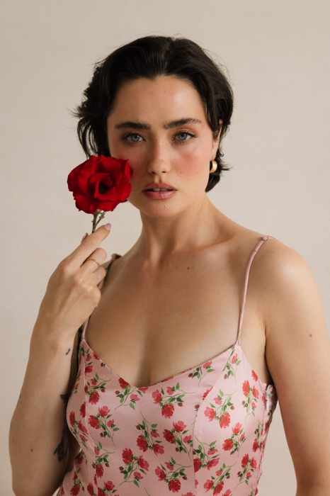 Sukienka Zoe wiskozowa, różowa w kwiaty