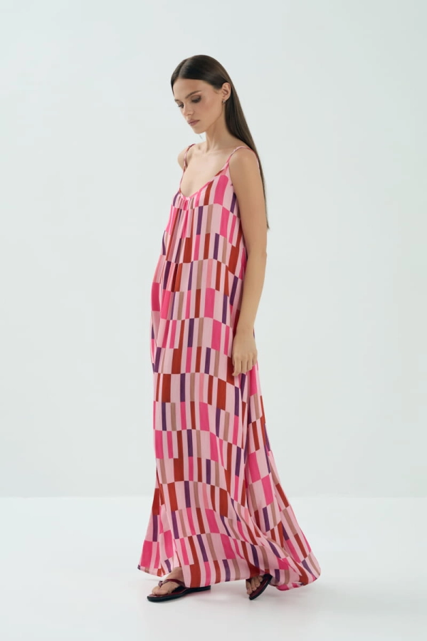 Sukienka wiskozowa Dora Long, różowa