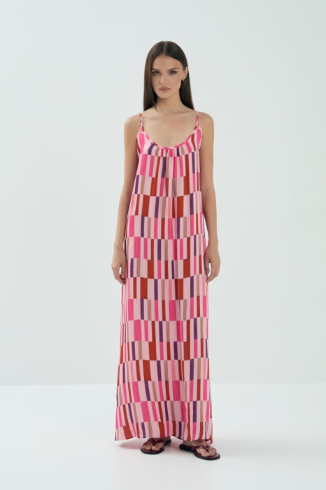 Sukienka wiskozowa Dora Long, różowa