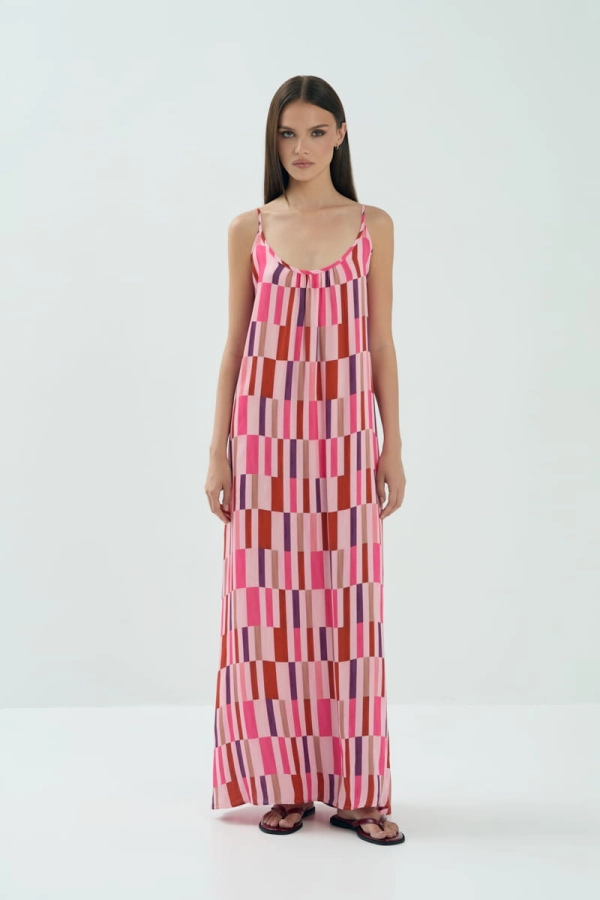 Sukienka wiskozowa Dora Long, różowa