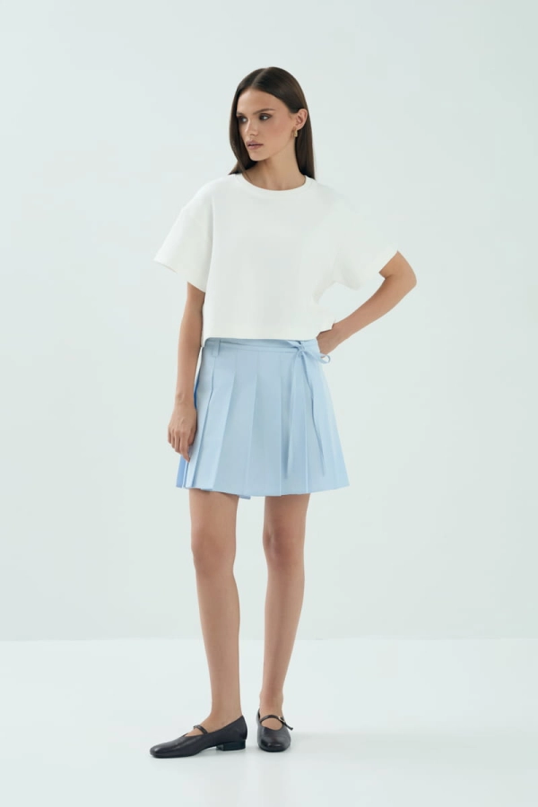 Spódnica plisowana Chloe 2.0, bawełniana, niebieska