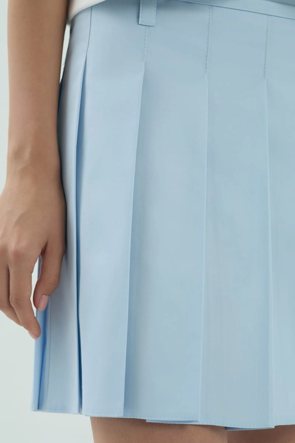 Spódnica plisowana Chloe 2.0, bawełniana, niebieska