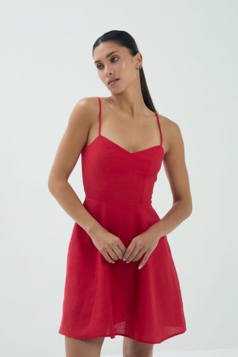 Sukienka Roxy, lniana, czerwona