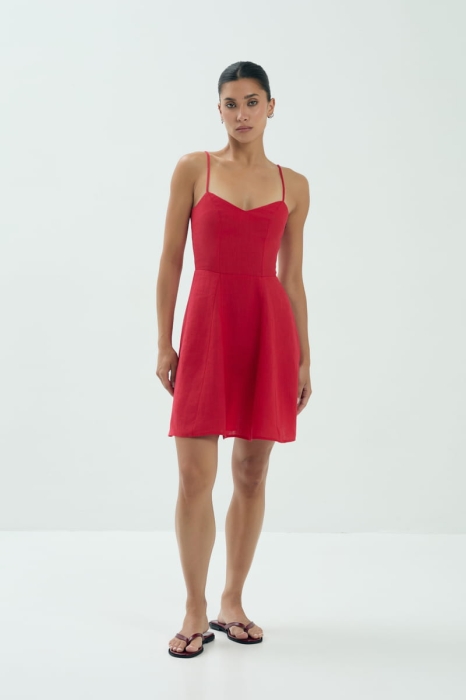 Sukienka Roxy, lniana, czerwona