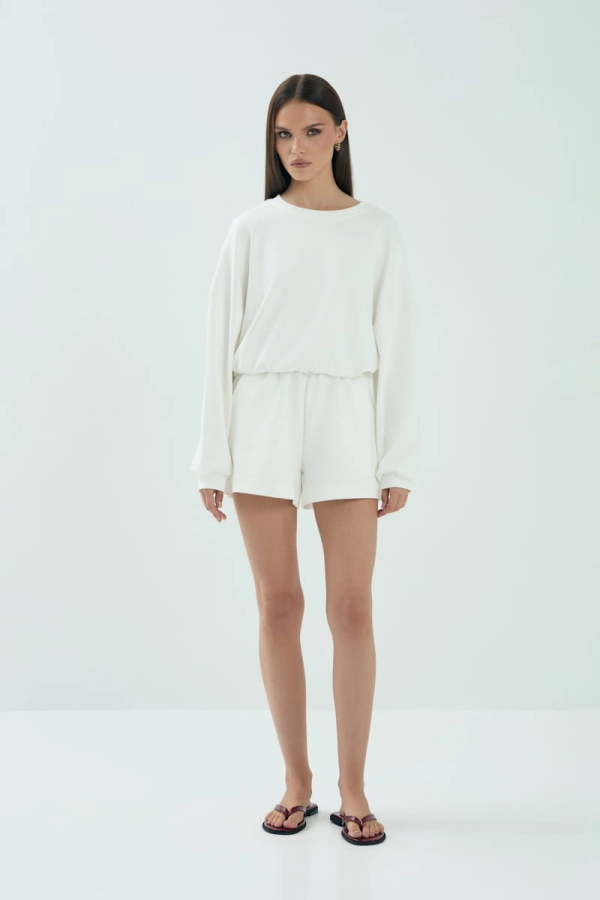 Spodenki OFF, krótkie bawełniane, kremowe