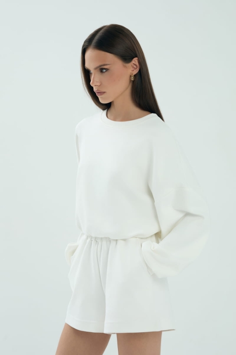 Spodenki OFF, krótkie bawełniane, kremowe