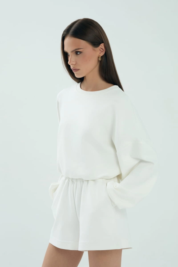 Spodenki OFF, krótkie bawełniane, kremowe