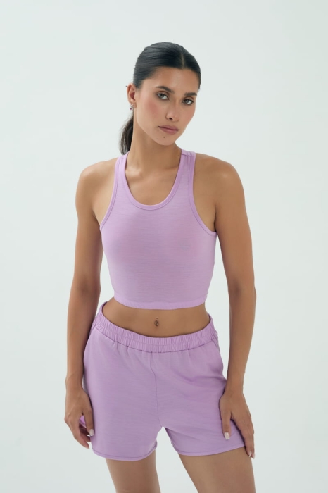 Top sportowy LiteRun, wełna merino, lila