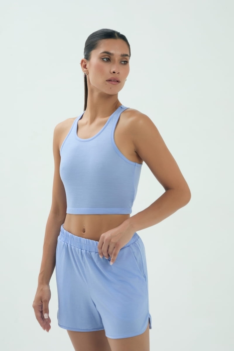 Top sportowy LiteRun, wełna merino, niebieski