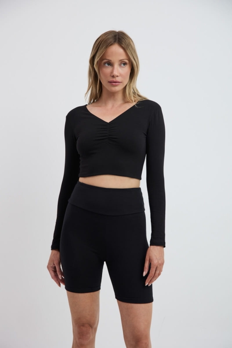 Longsleeve bawełniany Liu, czarny